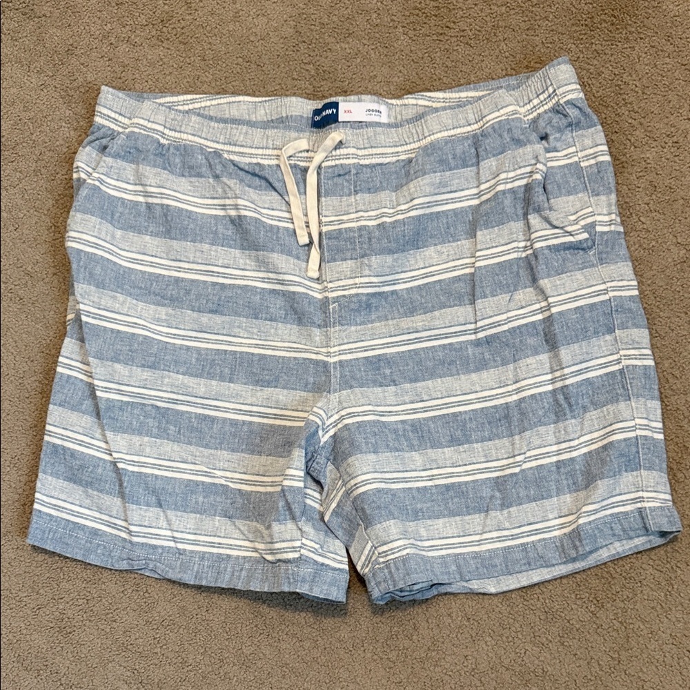Old Navy Light Blue and Cream Striped Linen Blend Shorts